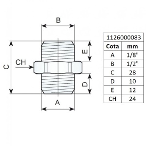 Niplu cu filet 1/8" - 1/2", tip 290/4 - Img 2