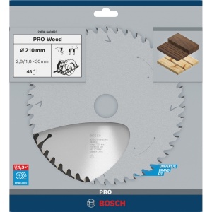 Panza fierastrau circular Bosch lemn, 210x30x2.8 mm, 48 dinti - Img 3