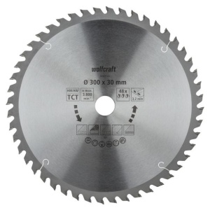 Panza pentru fierastrau circular de masa Wolfcraft 66820000, diametru 300 mm, diametru interior disc 30 mm, latime taiere 3.2 mm, 48 dinti, seria orange.