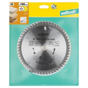 Panza pentru fierastrau circular Wolfcraft 6633000, diametru 190 mm, diametru interior disc 20, 16 mm, latime taiere 2.6 mm, 56 dinti, seria orange. - Img 2