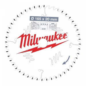 Pânze pentru fierăstraie circulare de mână Milwaukee (Diametru interior disc (mm): 20, Nr. dinți: 48, Diametrul exterior al pânzei (mm): 165, Lățime tăiere (mm): 2.2)