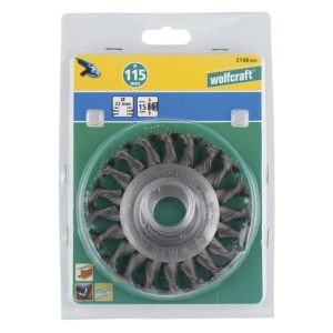 Perie impletita Wolfcraft 2148000, tip disc, D 115 mm, pentru polizoare unghiulare, alezaj 22.2 mm - Img 5
