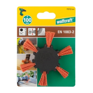 Perie Wolfcraft 1512000, tip evantai, D 100 mm, nylon rosu, tija hexagonala 1/4" - Img 4