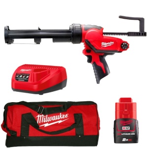 Pistol de silicon Milwaukee M12PCG/310C-201B, tub 310 ml, livrat cu acumulator, geanta