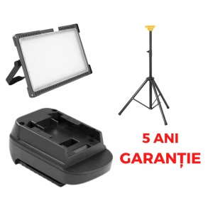 Proiector 9250 lumeni MULTIBATERY L compatibil cu acumulatori 18V Makita, IP20, IK10, rezistent la impact, adaptor inclus + trepied