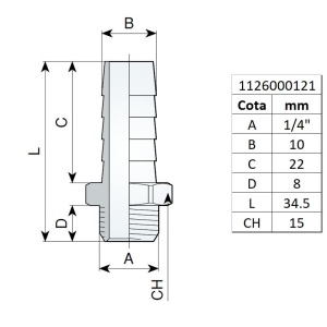 Racord cu filet exterior 1/4" si bradut 10 mm, tip 370/3 - Img 2