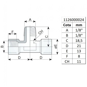 Racord tip T filet int.-ext.-int. 1/8", tip 255/1 - Img 2