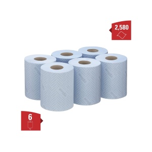 Rolă derulare centrală Kimberly-Clark WypAll, albastră, 38 x 18 cm, 430 porții/rolă, 6 role/set - Img 2
