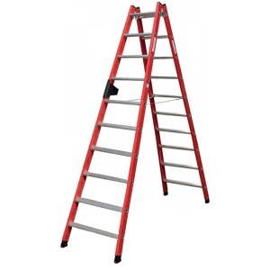 Scara dubla electroizolanta, laterale fibra de sticla, 2x10 trepte, max 1000V - Img 1