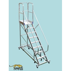 Scara mobila cu platforma, din aluminiu, la 45 grade, cu maneta, produs RARIS - tip SPLR 45 - Img 1