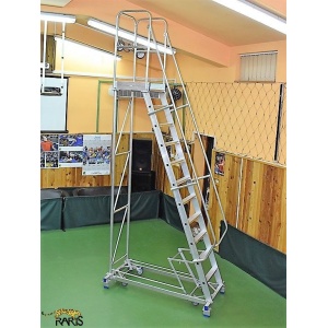 Scara mobila cu platforma, din aluminiu, la 70 grade, cu maneta, produs RARIS, tip SPLR70 - Img 7