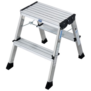 Scara mobila Monto Rolly argintie dubla 2x2 trepte, cu roti retractabile automat - Img 1