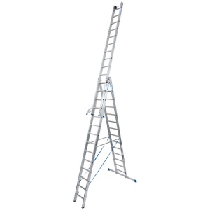 Scara multifunctionala din aluminiu Stabilo, 3x14 trepte, cu rola pentru perete - Img 1