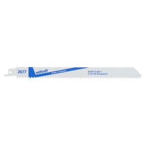 Set 2 panze fierastrau sabie Wolfcraft 2677000, pentru lemn de esenta tare, lemn cu cuie, profile din aluminiu, profile din otel cu pereti subtiri, tevi, 230 mm