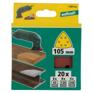 Set 20 foi abrazive autoadezive delta Wolfcraft 1787000, Gr. 60, 120, 240, 105 mm - Img 2