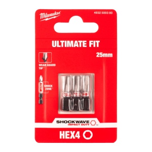 Set 3 biti de impact Milwaukee Shockwave Impact Duty™, Hex4mmx25mm - Img 2