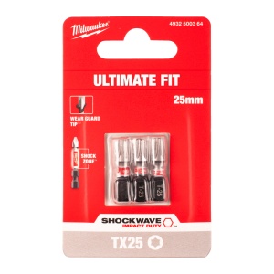 Set 3 biti de impact Milwaukee Shockwave Impact Duty™, TX25x25mm - Img 2