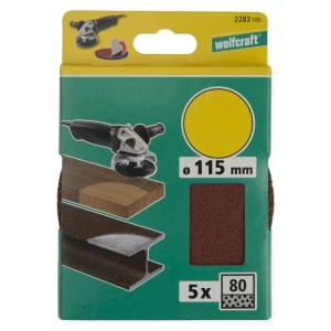 Set 5 foi slefuire autoadezive Wolfcraft 2283100, Gr. 80, D 115 mm cu scai, negaurit - Img 2
