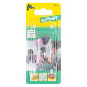 Set 5 pietre de slefuit Wolfcraft 2142000, prelucrare mixta, ax prindere 3 mm, diametru 10/13/14/16/ mm - Img 4