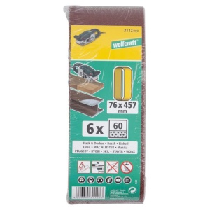 Set 6 benzi de slefuit Wolfcraft 3112000, pentru lemn si metale, Gr. A60, 76x457 mm - Img 2