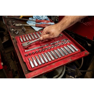 Set antrenor cu clichet ⅜″ Milwaukee + set chei tubulare metric și imperial 6-19 mm si 1/4"-5/16" (56buc ) - Img 6