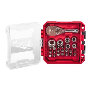 Set compact 25 buc. cu antrenor cu clichet ¼″, biți și chei tubulare în cutie compatibilă PACKOUT™ - Img 5