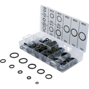Set inele de etansare cu nervura de cauciuc BGS pentru etansare hidraulica, 150 piese