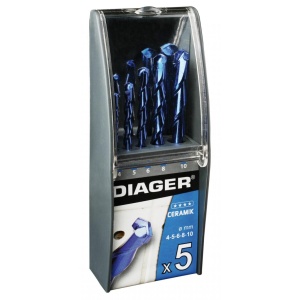 Trusa 5 piese burghie Diager cu coada cilindrica pentru materiale ceramice 5 piese 4-10mm