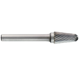 1031761 Freza din carbura de tungsten forma L - conica cu cap rotunjit, tais simplu, tip C, DIM 6, Coada 6