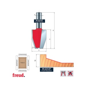 99- Freza pentru tablii, profil drept vertical, placata CMS Z=2, cu coada si rulment copier inferior, DIM 31.8 - 99-32312P