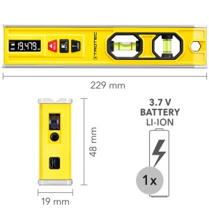 Aparat de masurat 3in1, nivela cu 2 bule, nivela laser, telemetru, tip BD1L, Trotec - Img 2