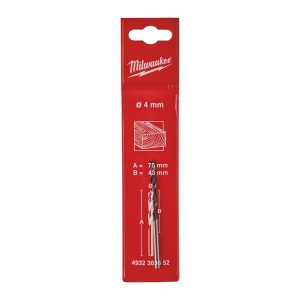 Burghie pentru lemn cu vârf de centrare - DIN 7487 E Milwaukee (Lungime totală (mm): 75, Ø (mm): 4, Tijă prindere: 4 mm tijă cilindrică) - Img 2