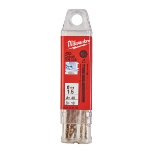 Burghie RED COBALT pentru metal - DIN 338 Milwaukee Ø 1.5x18x40 mm - set 10 buc - Img 2