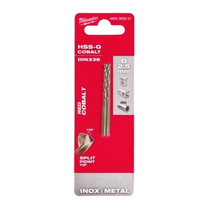 Burghie RED COBALT pentru metal - DIN 338 Milwaukee Ø 2.5x30x57 mm - blister 2 buc - Img 2