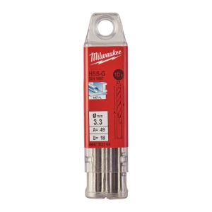 Burghie scurte MILWAUKEE HSS Ground pentru metal - DIN 1897 Ø 3.3x18x49 mm - set 10 buc - Img 2