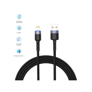 Cablu Tellur Lightning cu LED, 3A nailon, 1.2m, negru - Img 4