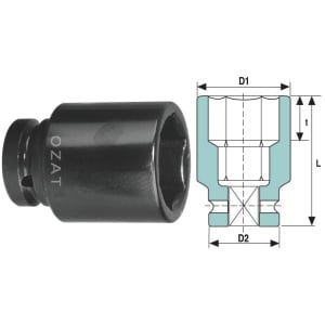 Cap cheie tubulara de impact OZAT 3 1/2" 6 laturi, lung 3 15/16"