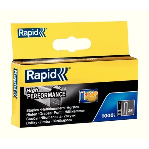 Capse Rapid 36 10 mm pentru cabluri, High Performance, galvanizate, semicirculare, divergente DP, 1000 capse cutie 11884410