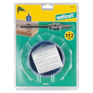 Carota universala completa Wolfcraft 5960000, diametru 112 mm, cu burghiu de centrare HM cu diametrul de 8 mm si tija hexagonala - Img 2