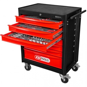 Carucior de atelier KS TOOLS ECOline cu 7 sertare si 215 unelte premium - Img 3