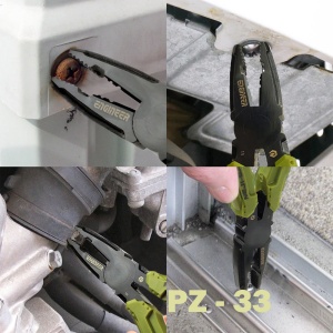 Cleste Extractor Suruburi Cap Stricat, Falci Dinti verticali, ENGINEER PZ-33, 160 mm, finisat negru, Ureche prindere curelusa, Fabricat in Japonia - Img 3