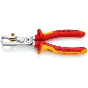 Cleste pentru dezizolat cu foarfece de taiat cabluri, izolat la 1000 V, KNIPEX, 180 mm