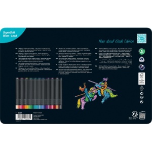 Creioane colorate triunghiulare black edition cutie metal Faber-Castell 36 culori/set - Img 3