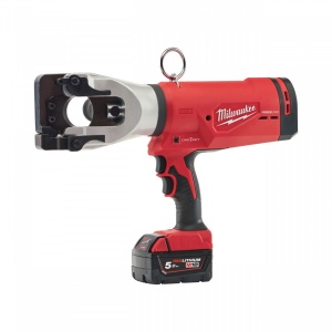 Cutter hidraulic pentru cablu cu acumulator Milwaukee M18 HCC45-522C, taie cablu ACSR și ACSS de până la ∅ 44 mm, livrat cu acumulatori, valiza