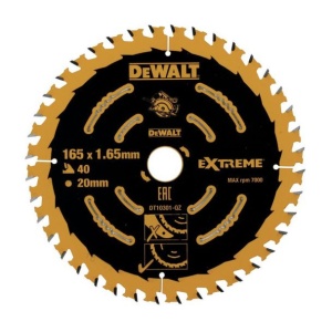Disc Dewalt DT10301 pentru fierastrau circular, D 165x20x1.65 mm, 40 dinti, pentru taiere fina in lemn, seria Extreme
