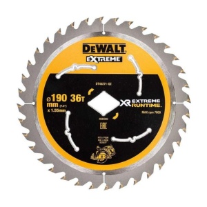 Disc Dewalt DT40271 pentru fierastrau circular, D 190x1.5 mm, 36 dinti, gaura in forma de diamant, pentru taiere fina, seria Extreme Runtime