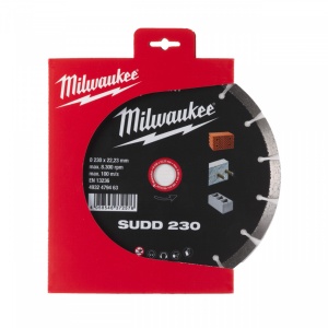 Disc diamantat Milwaukee SUDD 230 mm, performanțe excepționale în materiale dure, cum ar fi betonul, pavajele și produsele din zidărie