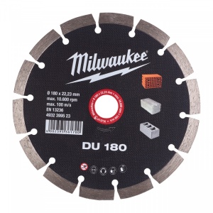 Discuri diamantate DU Milwaukee, disc generalist pentru materiale constructii (Diametru interior disc (mm): 22.23, Tip: DU 180, Diametru disc (mm): 180, Înălțime segment (mm): 10)
