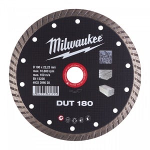 Discuri diamantate DUT Milwaukee, viteza TURBO in materiale constructii (Tip: DUT 180, Diametru disc (mm): 180)