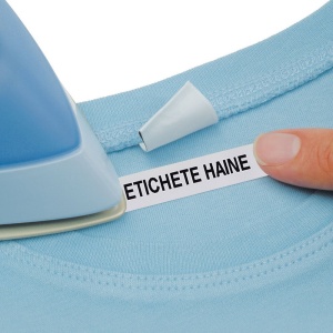 Etichete haine Iron-On 12mm x 2m negru alb compatibile Dymo 18769 S0718850 18773 18777, functioneaza si cu imprimanta AIMO P12 - Img 2